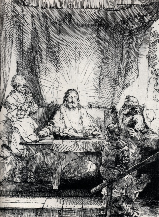 Rembrandt-Pelerins-Emmaus-Gravure-1654